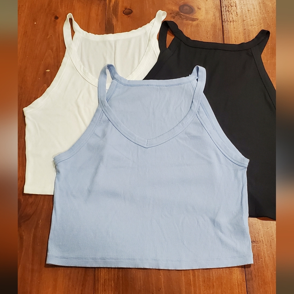 Aeropostale Women's Tank Tops - Black, White, Light Blue